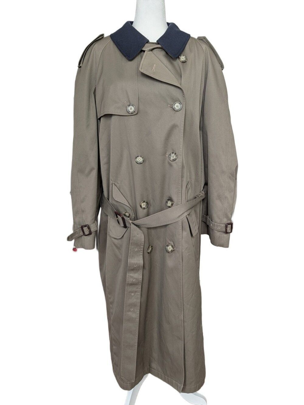 Chaps Ralph Lauren Mens Olive Green Vintage Double Breasted Trench Coat Size 46R - Picture 2 of 16